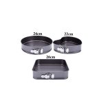 Set 3 Forme pentru Tort și Prăjituri cu Bază și Margini Detașabile, Rotundă, Pătrată și Inimă, Negru - imagine 8