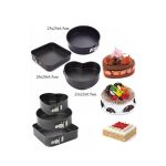 Set 3 Forme pentru Tort și Prăjituri cu Bază și Margini Detașabile, Rotundă, Pătrată și Inimă, Negru - imagine 6