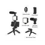 Kit Vlogging Profesional pentru Filmări Video, cu Trepied, Microfon, Panou LED și Suport Reglabil pentru Telefon - imagine 10