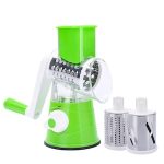 Răzătoare Manuală cu 3 Lame Interschimbabile din Inox, Antialunecare, Ușor de Curățat, Verde - imagine 2