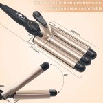 Ondulator de Păr cu 3 Elemente 22 mm, Temperatură Reglabilă, Negru/Auriu - imagine 4