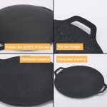 Tigaie pentru Grătar cu Strat din Piatră, Antiaderentă, Rotundă, 30 x 45 cm, cu Mâner, pentru Aragaz și Foc de Tabără - imagine 3