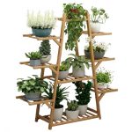 Suport pentru Plante din Lemn cu 9 Nivele, Etajeră pentru Ghivece de Flori, Raft Decorativ pentru Interior și Exterior