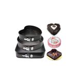 Set 3 Forme pentru Tort și Prăjituri cu Bază și Margini Detașabile, Rotundă, Pătrată și Inimă, Negru - imagine 9