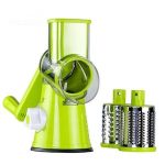 Răzătoare Manuală cu 3 Lame Interschimbabile din Inox, Antialunecare, Ușor de Curățat, Verde - imagine 3