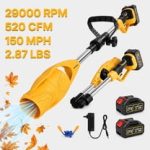 Suflantă de Frunze fără Fir 48V, 150 MPH, 500 CFM, Acumulator și Încărcător, Portabilă, Galbenă