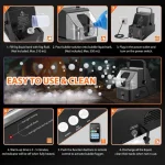 Mașină 3 în 1 pentru Fum și Bule de Săpun, 450W, cu Telecomandă, 2 Rezervoare și LED - imagine 3