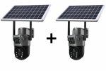 Set 2 x Cameră de Supraveghere 4G cu Panou Solar, Slot SIM, Lentile Duble, 4K HD 8MP, Senzor de Mișcare,