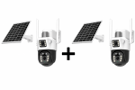 Set 2 x Cameră de Supraveghere WiFi cu Panou Solar 6MP, Rotire 355°, Full Color Night Vision, IP66,