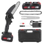 Drujbă Electrică Portabilă 6 Inch cu 2 Acumulatori 48V, Mini Drujbă fără Fir, Lanț și Încărcător - imagine 3