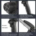 Drujbă Electrică Portabilă 6 Inch cu 2 Acumulatori 48V, Mini Drujbă fără Fir, Lanț și Încărcător - imagine 4