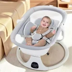 Leagăn Electric pentru Bebeluși cu Telecomandă și Bluetooth, Legănare Automată, Gri Închis - imagine 5
