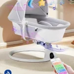 Leagăn Electric pentru Bebeluși cu Telecomandă și Bluetooth, Legănare Automată, Gri Închis - imagine 8