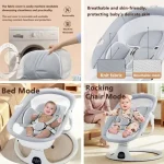 Leagăn Electric pentru Bebeluși cu Telecomandă și Bluetooth, Legănare Automată, Gri Închis - imagine 2