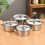 Set Oale din Inox cu Capace din Inox – 8 Piese, 16/18/20/22 cm