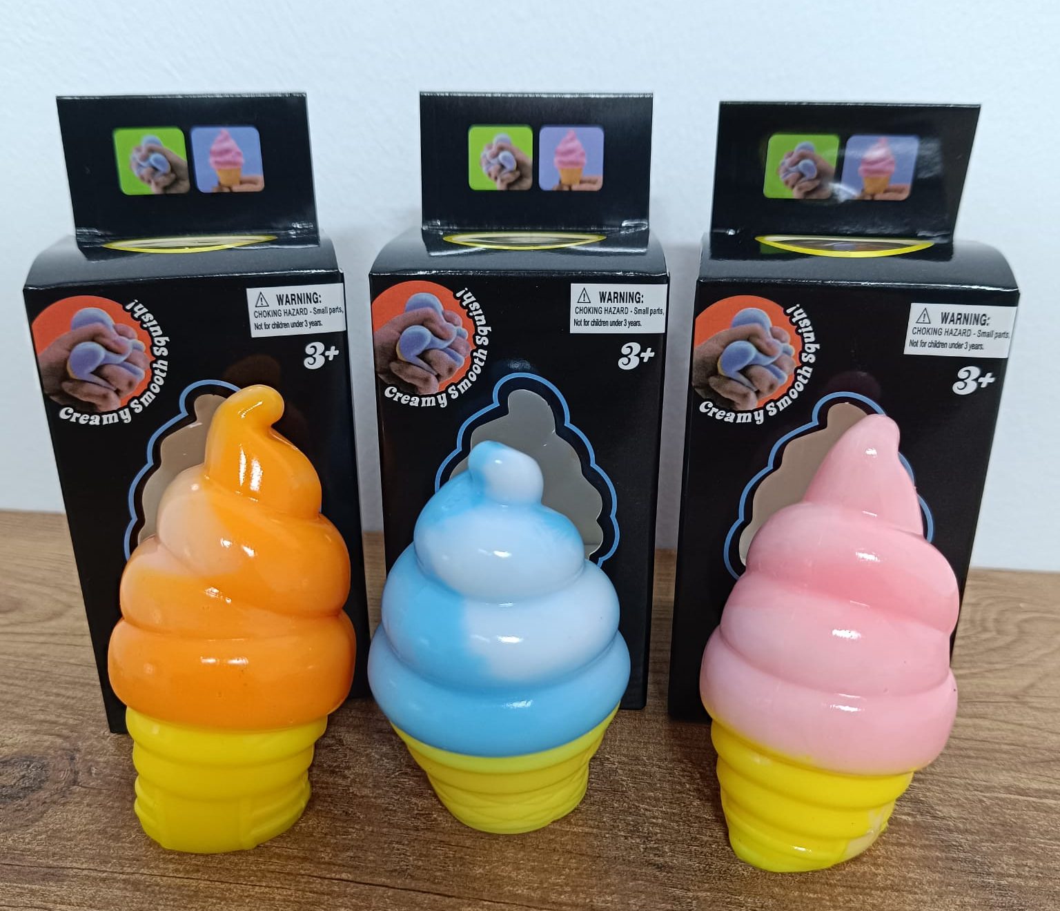 cone1 Set 3 Jucării Antistres Squishy Nice Cream Cone – Cornet Înghețată, Culori Diferite - imagine 1