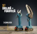 Set Drujbă și Foarfecă Electrică pentru Grădinărit, 2 Acumulatori 48V, Drujbă cu Lamă de 6 Inch și Lanț Inclus, Negru-Albastru - imagine 5
