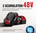 Set Drujbă și Foarfecă Electrică pentru Grădinărit, 2 Acumulatori 48V, Drujbă cu Lamă de 6 Inch și Lanț Inclus, Negru-Albastru - imagine 3