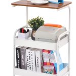Etajeră Multifuncțională Portabilă cu 3 Nivele, Albă, Oțel Carbon + MDF, 77 × 43 × 30 cm