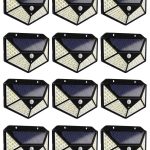 Pachet 12 x Lămpi Solare 100 LED pentru Exterior, cu Senzor de Mișcare, Panou Solar și Protecție IP65