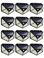 Pachet 12 x Lămpi Solare 100 LED pentru Exterior, cu Senzor de Mișcare, Panou Solar și Protecție IP65