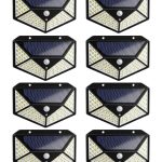 Pachet 8 x Lămpi Solare 100 LED pentru Exterior, cu Senzor de Mișcare, Panou Solar și Protecție IP65