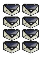 Pachet 8 x Lămpi Solare 100 LED pentru Exterior, cu Senzor de Mișcare, Panou Solar și Protecție IP65