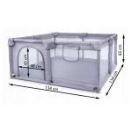 Țarc pentru Copii 130 x 130 cm, Loc de Joacă cu Plasă de Protecție, Cadru Metalic Stabil, Gri, Spațiu Sigur pentru Bebeluși și Copii - imagine 6