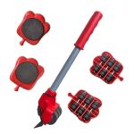 Set 5 piese transportat si ridicat mobila, cu role pentru ridicat si mutat obiecte grele, maxim 200 kg - Rosu - imagine 2