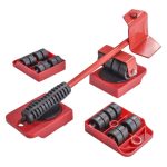 Set 5 piese transportat si ridicat mobila, cu role pentru ridicat si mutat obiecte grele, maxim 200 kg - Rosu - imagine 3