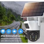 Set 2 x Cameră de Supraveghere WiFi cu Panou Solar 6MP, Rotire 355°, Full Color Night Vision, IP66, - imagine 3