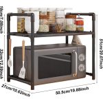 Suport Reglabil pentru Cuptor cu Microunde, 2 Rafturi, Organizator de Bucătărie cu Cârlige, pentru Electrocasnice și Accesorii - imagine 3