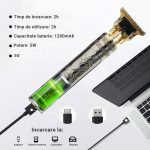 Mașină de tuns cu acumulator 5W, Trimmer Model Dragon, încărcare USB, Auriu & Negru - imagine 4