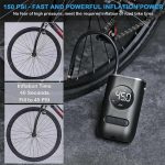 Pompă Electrică Portabilă pentru Umflat Anvelope și Mingi, 70W, Afișaj LED, Baterie 2000 mAh, Max. 32 PSI, pentru Mașină, Bicicletă și Motocicletă, Negru - imagine 10