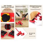 Set 5 piese transportat si ridicat mobila, cu role pentru ridicat si mutat obiecte grele, maxim 200 kg - Rosu - imagine 4