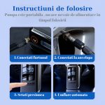 Pompă Aer Auto Electrică Portabilă 150 PSI (10,3 Bar), Compresor cu Afișaj Digital LCD, Lanternă LED, Baterie 4000 mAh, USB-C, Oprire Automată, pentru Mașină, Motocicletă și Bicicletă - imagine 2