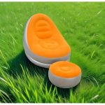 Fotoliu Gonflabil cu Taburet, Set 2 Piese, PVC Rezistent, 87 x 74 cm, Portocaliu - imagine 4