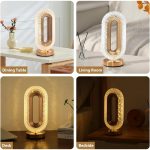 Lampă LED Decorativă din Cristal Acrilic, Veioză Ovală Reîncărcabilă, 3 Culori, Touch, 26 x 12,5 x 9,5 cm - imagine 2