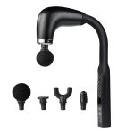 Pistol de Masaj Fascial Multifuncțional, 6+ Niveluri de Intensitate, 4 Accesorii, Reîncărcabil, Funcționare Silențioasă, Negru