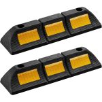 Set 2 Opritoare pentru Parcare Auto, Cauciuc Negru, Benzi Reflectorizante, 48 x 12 x 8,5 cm