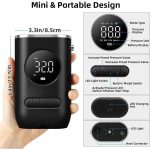 Pompă Electrică Portabilă pentru Umflat Anvelope și Mingi, 70W, Afișaj LED, Baterie 2000 mAh, Max. 32 PSI, pentru Mașină, Bicicletă și Motocicletă, Negru - imagine 6