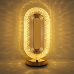 Lampă LED Decorativă din Cristal Acrilic, Veioză Ovală Reîncărcabilă, 3 Culori, Touch, 26 x 12,5 x 9,5 cm
