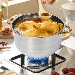 Set Vase de Gătit Inox Auriu – 10 Piese, 5 Oale cu Capace, Antiaderent, Compatibil Inducție și Toate Plitele, 16–24 cm - imagine 5
