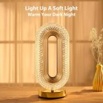 Lampă LED Decorativă din Cristal Acrilic, Veioză Ovală Reîncărcabilă, 3 Culori, Touch, 26 x 12,5 x 9,5 cm - imagine 5