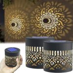 Set 2 Lămpi Solare pentru Grădină – Model Mandala, Metalice, Lumină Alb Cald, Autonomie 6–8 Ore - imagine 7