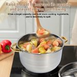 Set Vase de Gătit Inox Auriu – 10 Piese, 5 Oale cu Capace, Antiaderent, Compatibil Inducție și Toate Plitele, 16–24 cm - imagine 6
