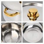 Set Vase de Gătit Inox Auriu – 10 Piese, 5 Oale cu Capace, Antiaderent, Compatibil Inducție și Toate Plitele, 16–24 cm - imagine 7