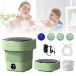 Mașină de Spălat Portabilă și Pliabilă 6L, din ABS, Compactă pentru Haine, Lenjerie și Articole pentru Bebeluși, Verde - imagine 7