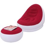 Fotoliu Gonflabil cu Taburet, Set 2 Piese, PVC Rezistent, 87 x 74 cm, Roșu