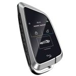 Cheie Auto Inteligentă Smart Key cu Ecran LCD Touch, 4 Butoane, Keyless Go, Bluetooth, Universală, Logo Personalizat, Ramă Argintie, Spate Negru